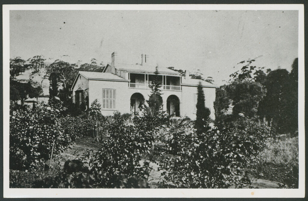 An archival black and white photograph of the grounds and gardens of Kurralta House in Burnside. A European-Inspired Wedding Venue in Adelaide.