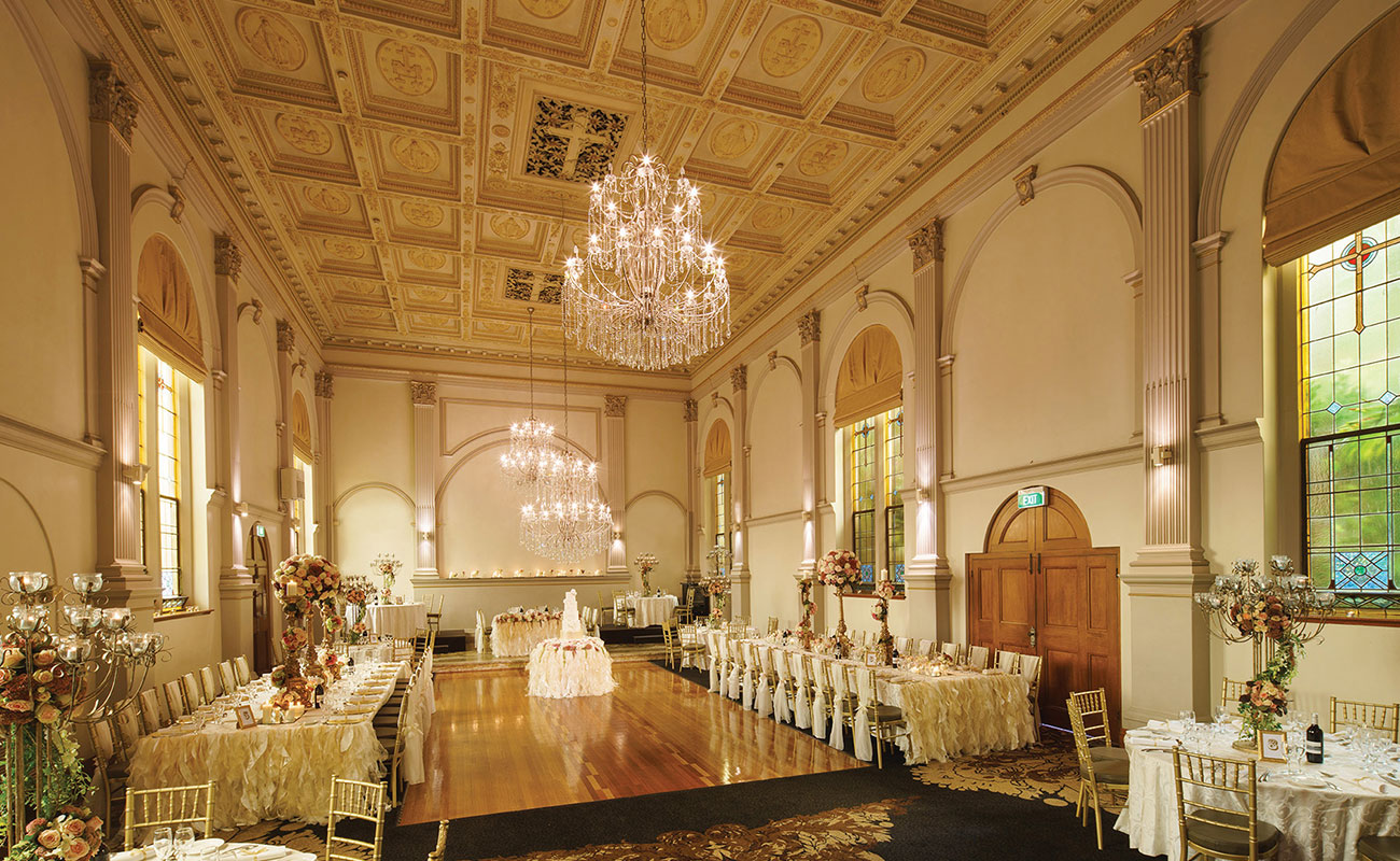 Curzon Hall grand ballroom wedding reception Sydney NSW Australia