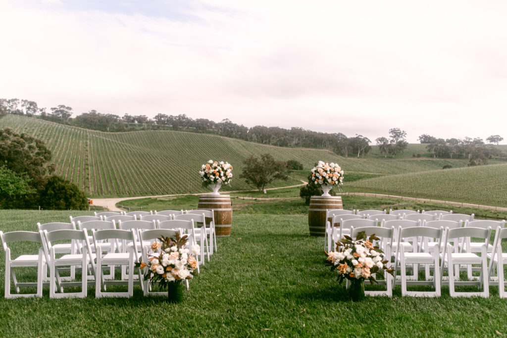 a ceremony setup at Longview Vineyard in the Adelaide Hills