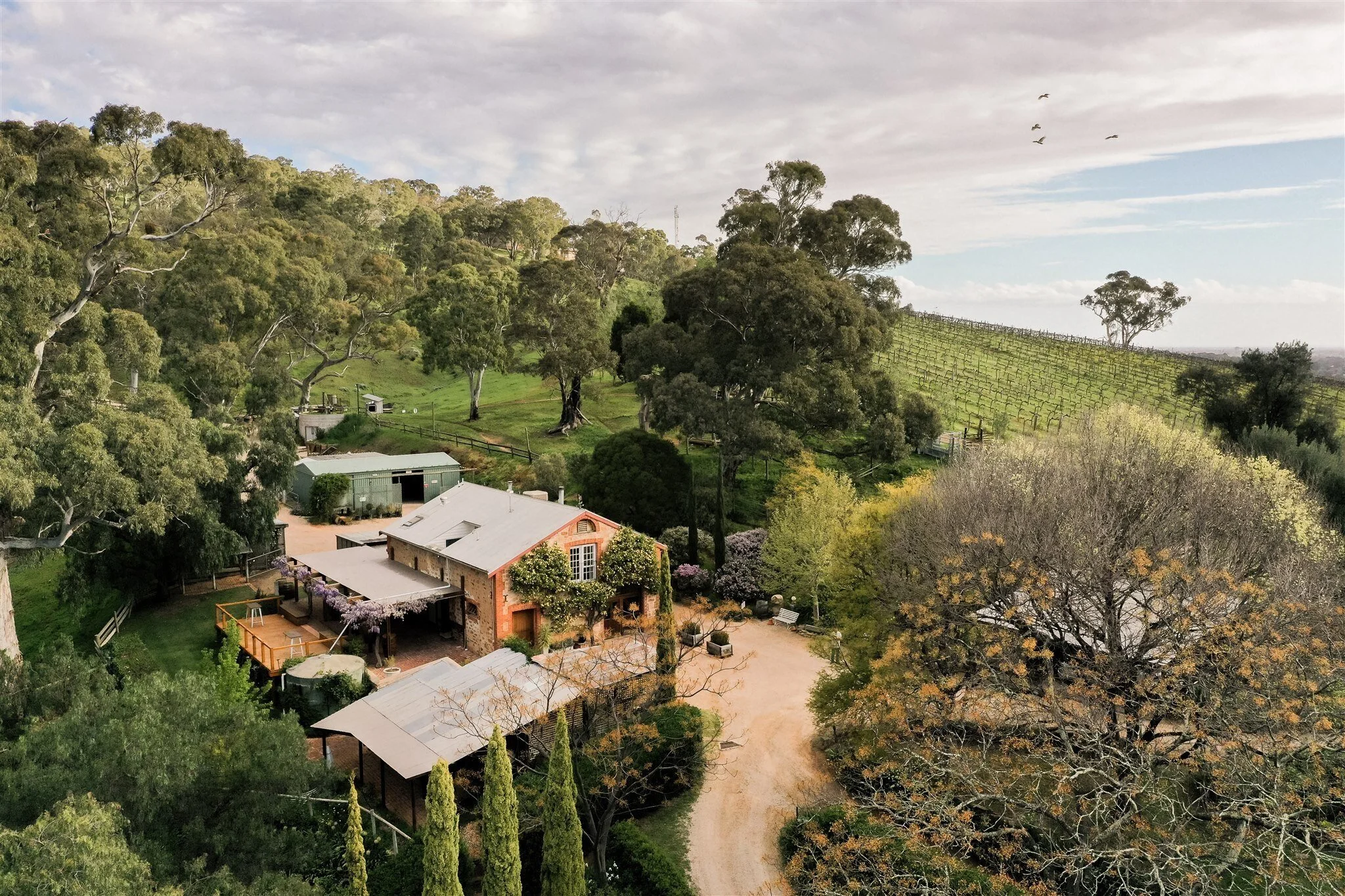 An arieal colour image of Marybank Farm, in Adelaide. A European-Inspired Wedding Venue.
