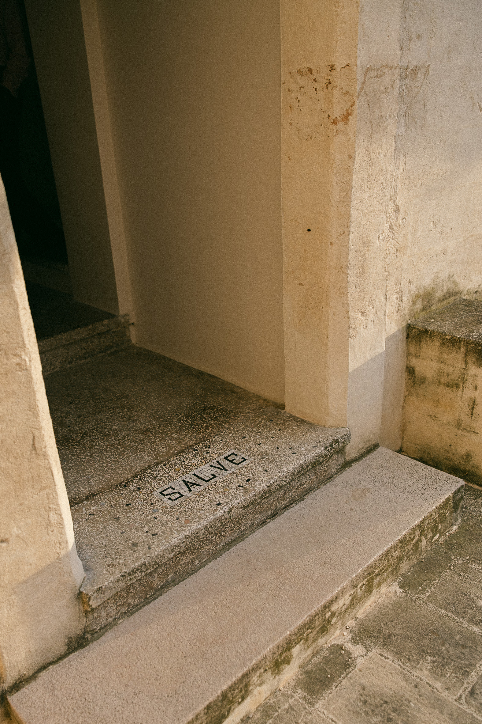 Stone entrance steps at Masseria Amastuola destination wedding venue in Puglia Italy